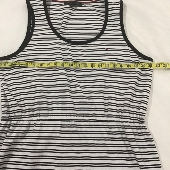 Tommy Hilfiger Navy Blue & White Striped Sleeveless Dress w/Elastic Waist, Sz L - Picture 4 of 11
